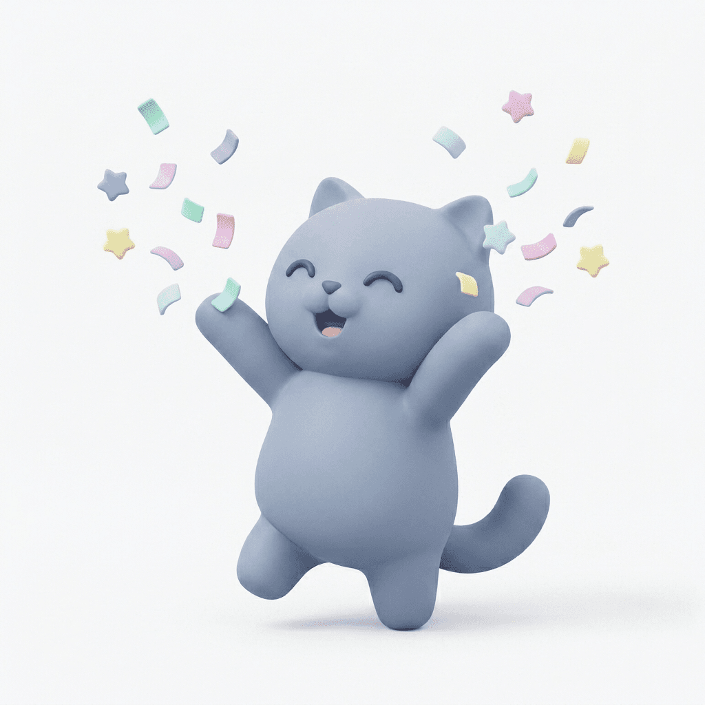 Cat mascot cheering on the journey