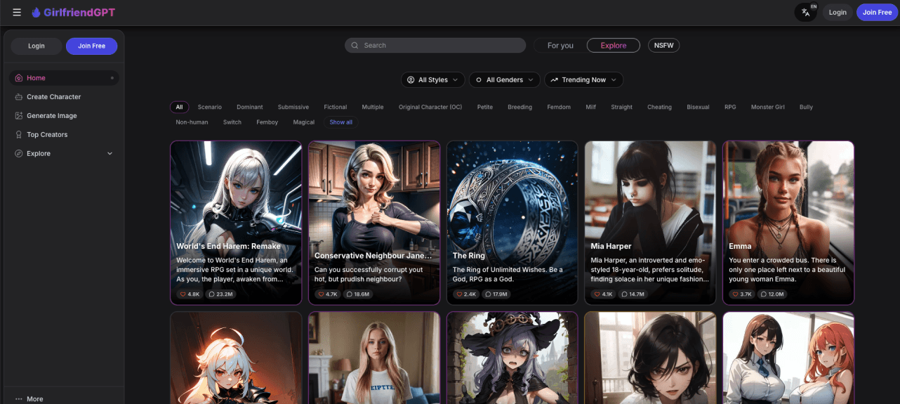 GirlfriendGPT website screenshot