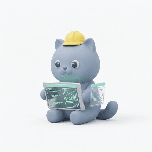 Cat mascot with projects